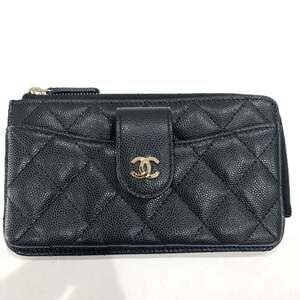 CHANEL Black Caviar Leather Pouch